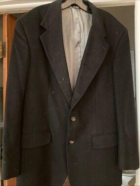 Men's Black Two-Button Cashmere  Blazer